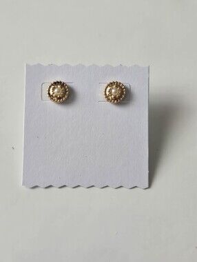 Gold Pearl Center Round Stud Earrings